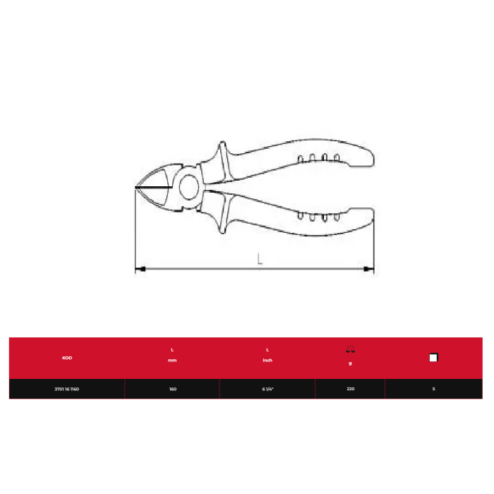 ELTA YAN KESKİ OPAK SERİ 160 MM  6 1/4  3701 - 16 1160