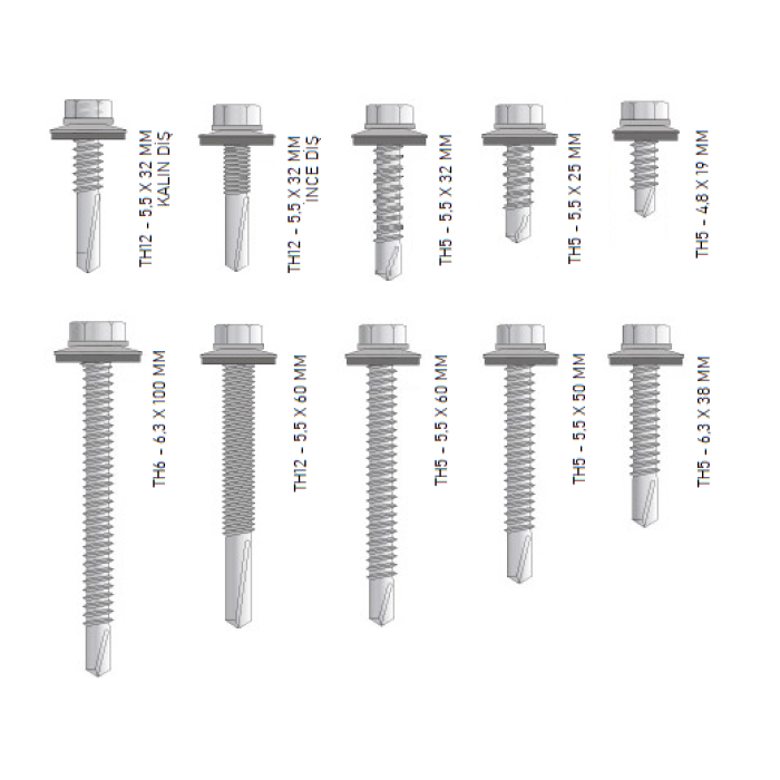 TRAPEZ VİDA 5,5 X 32 MM 12 DELER KALIN DİŞ - 50 ADET