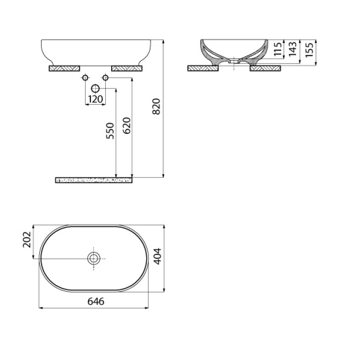 CREAVIT MINA TEZGAH ÜSTÜ ÇANAK LAVABO 65 CM BEYAZ MN165