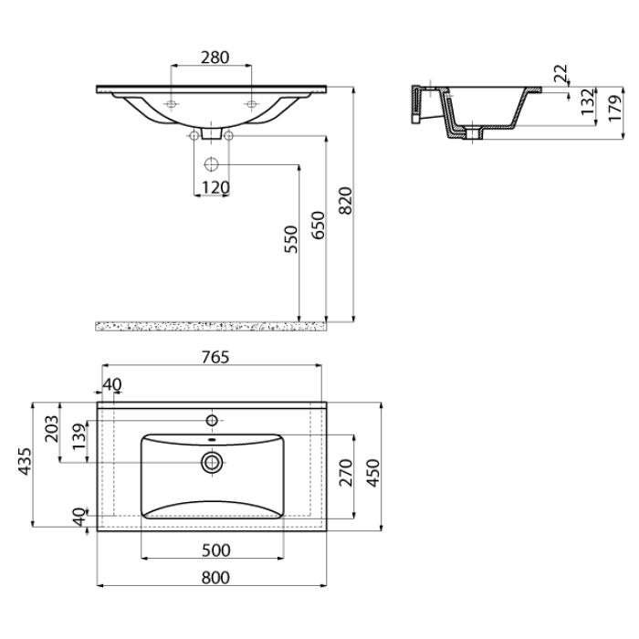 CREAVIT SU ETAJERLİ LAVABO 80 CM BEYAZ SU080