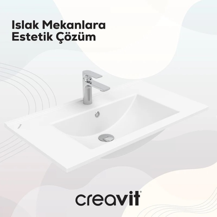 CREAVIT SU ETAJERLİ LAVABO 80 CM BEYAZ SU080