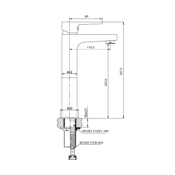 CREAVIT SHARP LAVABO ARMATÜRÜ UZUN KROM SR6500S
