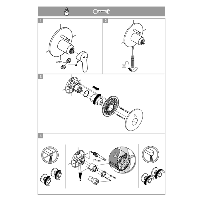 GROHE BAUEDGE TEK KUMANDALI YUVARLAK ANKASTRE BANYO BATARYASI KROM - 29079000