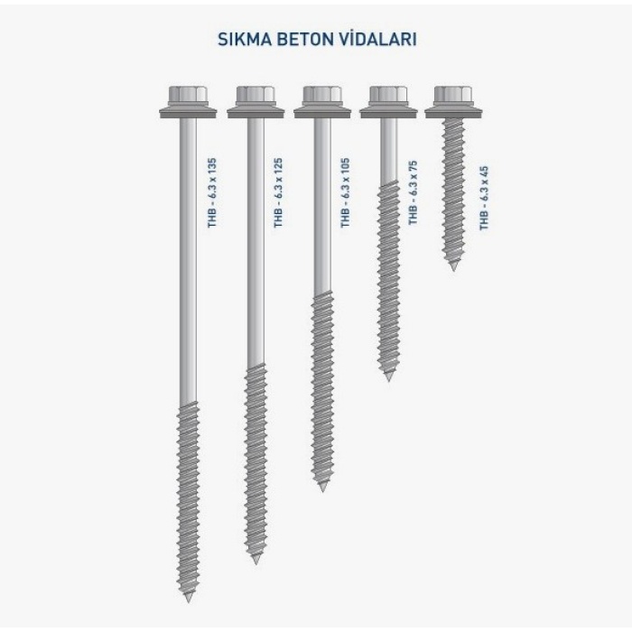 BETON VİDASI 6,3 X 60 MM - 50 ADET