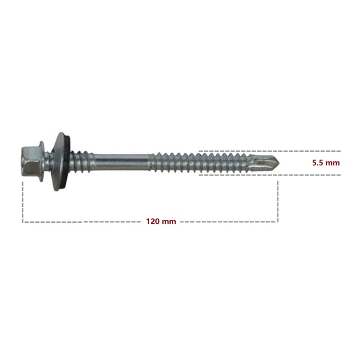 PANEL VİDASI 5,5 X 6,3 X 120 MM 12 DELER İNCE DİŞ - 50 ADET