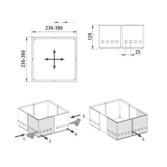 HÄFELE NINKA CUISIO FLEX ÇEKMECE İÇİ DÜZENLEYİCİ SO-TECH® cuisioFLEX ORGANİZER ÇERÇEVE BEYAZ 4 LÜ SET 236 - 386 X 130 MM - 556.81.774