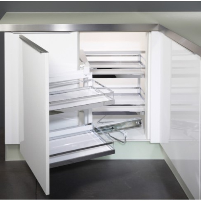 HÄFELE MAGIC CORNER KROM KÖŞE SEPET SETİ BEYAZ TABAN 86 CM - 546.19.731