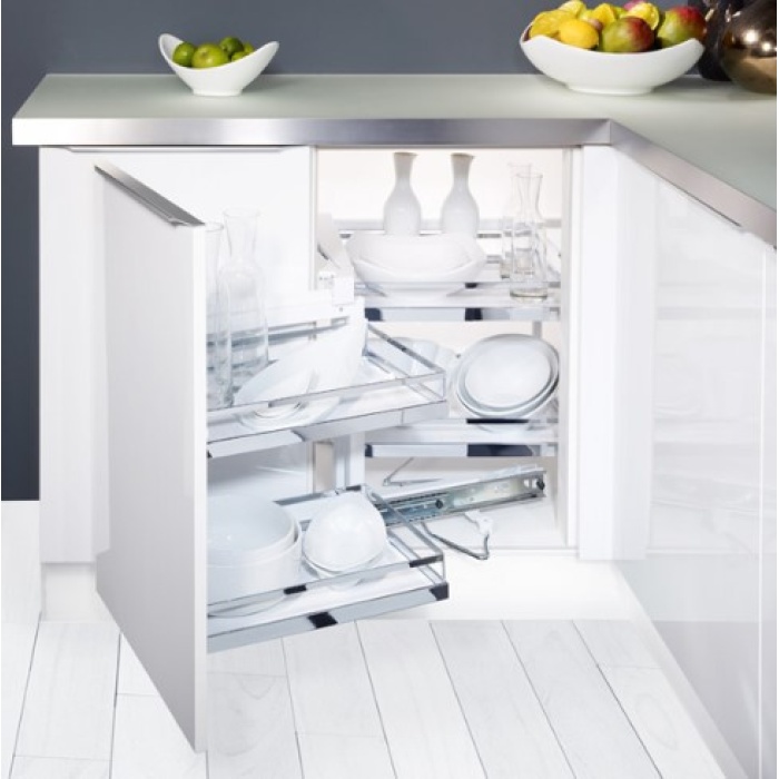 HÄFELE MAGIC CORNER KROM KÖŞE SEPET SETİ BEYAZ TABAN 86 CM - 546.19.731