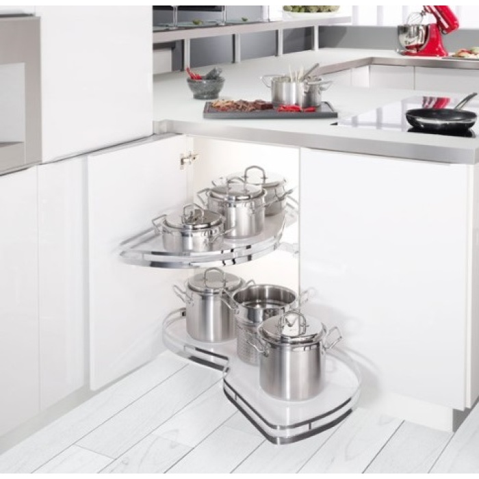 HÄFELE LEMANS II KÖR KÖŞE KİLER SİSTEMİ FASULYE KROM 2 BEYAZ SEPET SAĞ 45 X 75 CM - 541.31.000
