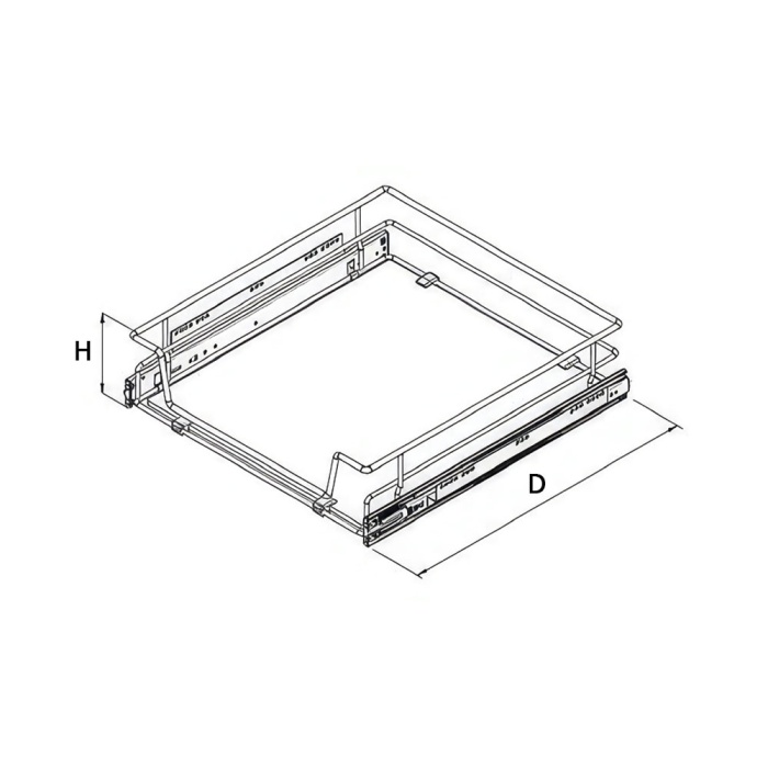 STARAX TELESKOPİK RAYLI FRENLİ BAĞIMSIZ ÇEKMECE KROM SEPET BEYAZ AHŞAP TABANLI 50 CM – 2310