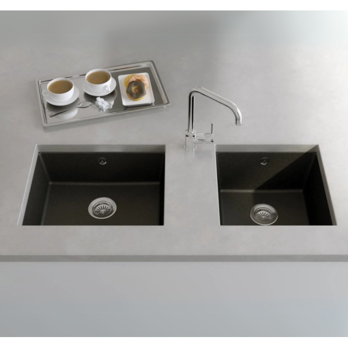MARMORIN FADO 560 STEEL METALLIC 1 GÖZLÜ DAMLALIKSIZ GRANİT EVİYE METALİK GRİ