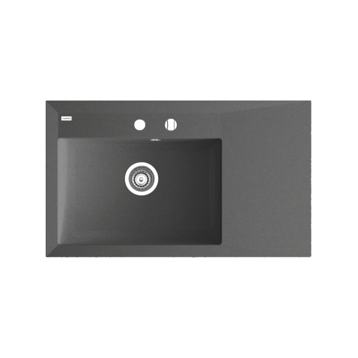 MARMORIN IVO 850 STEEL METALLIC 1 GÖZLÜ DAMLALIKLI GRANİT EVİYE GRİ METALİK