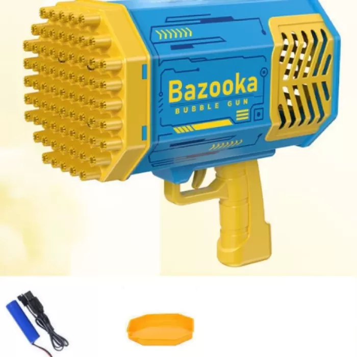 Bazooka Baloncuk Tabancası – 69 Delikli Baloncuk Fırlatıcı, LED Işıklar ve Fanlı