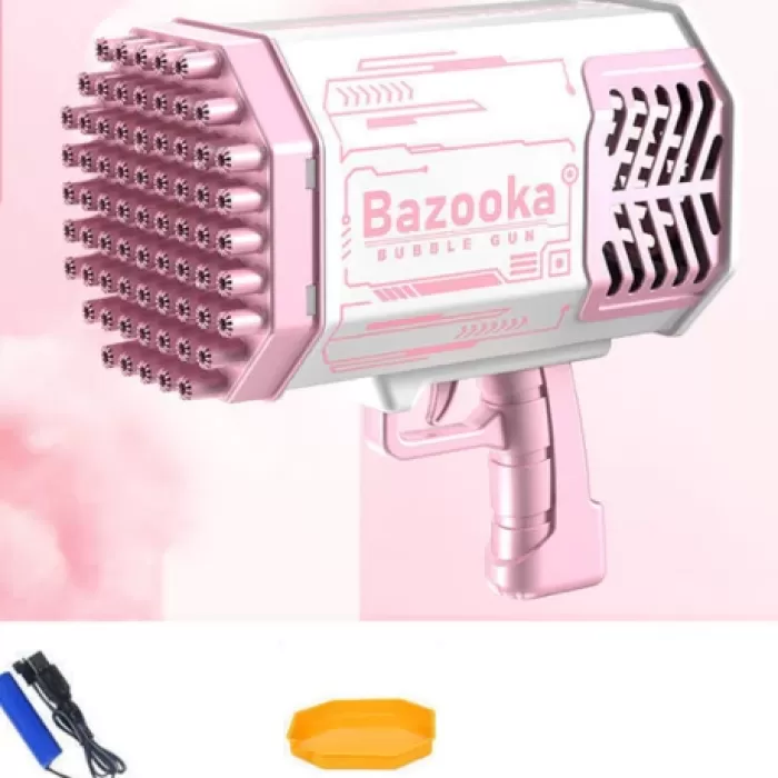 Bazooka Baloncuk Tabancası – 69 Delikli Baloncuk Fırlatıcı, LED Işıklar ve Fanlı