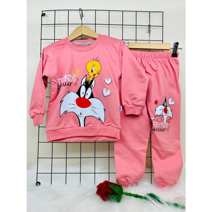 kedi baskılı ikili kız takımı