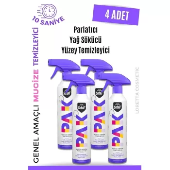 Selsil Pak 4 Lü 500 Ml Mucize Köpük Temizleyici Sprey Yağ Sökücü Yüzey Temizleyici Parlatı