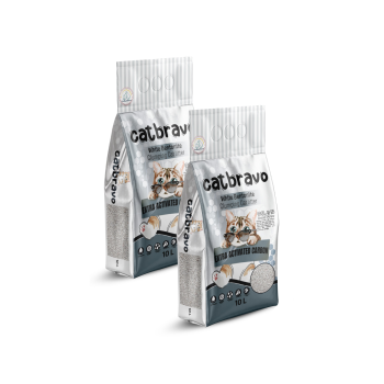 CATBRAVO Aktif Karbonlu Topaklanan Kedi Kumu 10 Lt X 2 Adet