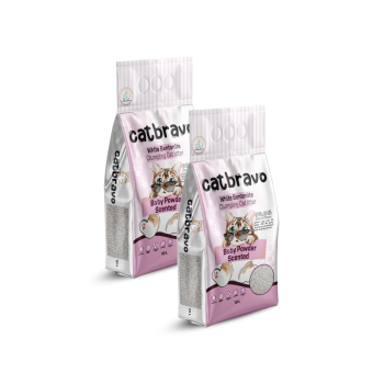 CATBRAVO Aktif Topaklanan Bebek Pudrası Kokulu Kedi Kumu 10 Lt X 2 Adet