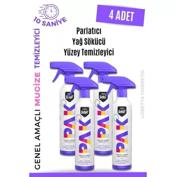 Selsil Pak 4 Lü 500 Ml Mucize Köpük Temizleyici Sprey Yağ Sökücü Yüzey Temizleyici Parlatı