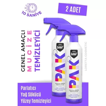 Selsil Pak 500 ml X2 Mucize Köpük Temizleyici Sprey Yağ Sökücü Yüzey Temizleyici Parlatıcı