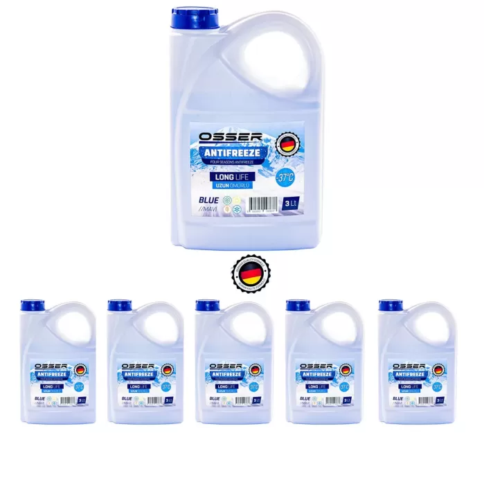 OSSER Antifriz 3 LT Mavi -37 Derece 6Lı Avantaj Paket (Üretim Yılı 2024)