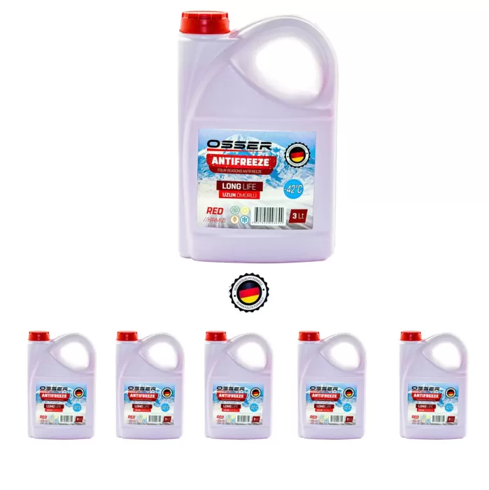 OSSER Antifriz 3 LT Kırmızı -42 Derece 6Lı Avantaj Paket (Üretim Yılı 2024)