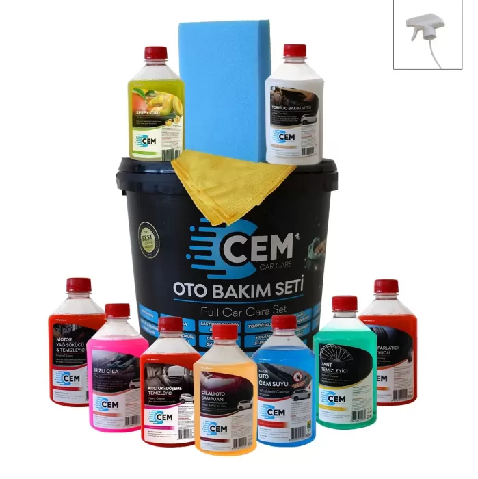 12 Parça Full Oto Bakım Seti Araç Temizlik Seti