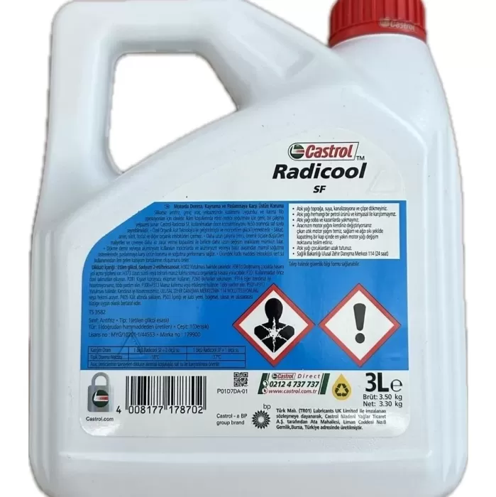 Castrol Radicool Sf 3 Litre Organik Kırmızı Konsantre Antifriz
