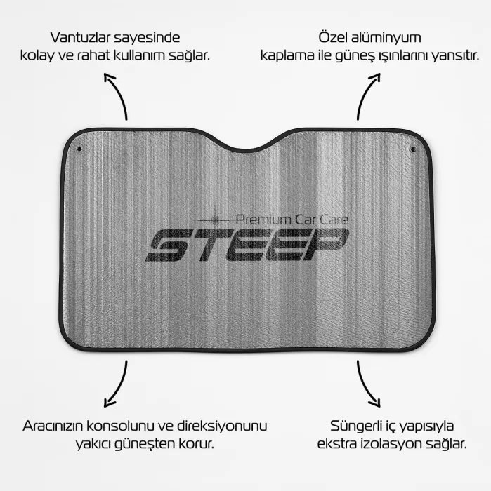 STEEP Güneşlik Universal 130x60 Cm Uzunluk 3mm Kalınlık