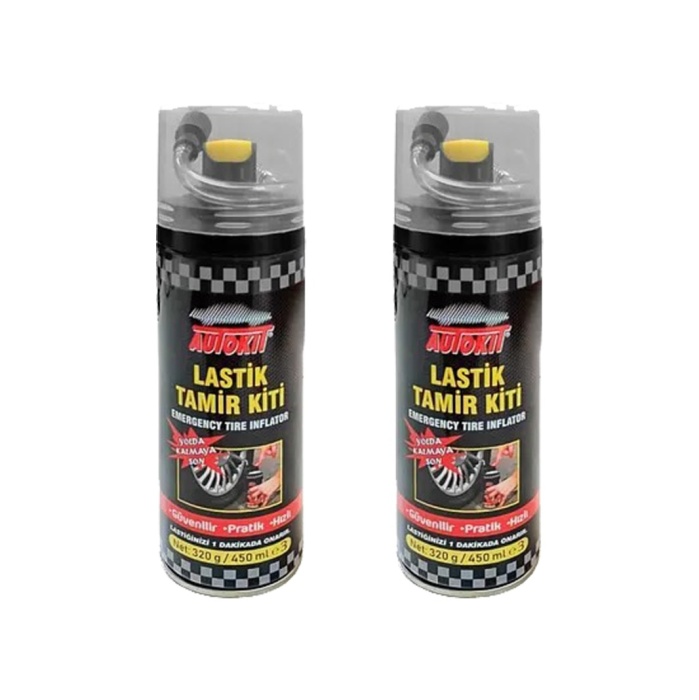 2 Adet Lastik Tamir Köpüğü Sprey Kiti 450 Ml-acil Lastik Şişirici