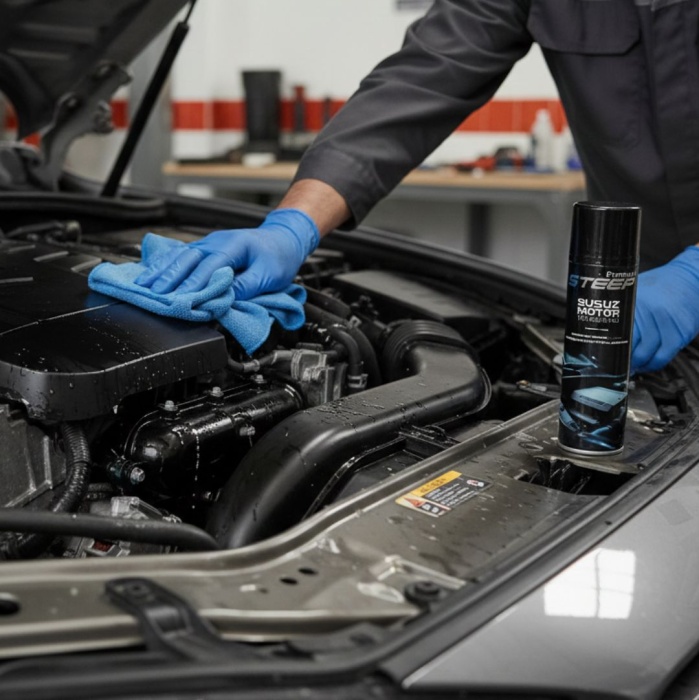 STEEP Susuz Motor Temizleyici & Parlatıcı Sprey 500 Ml Mikrofiber Bez 40X40