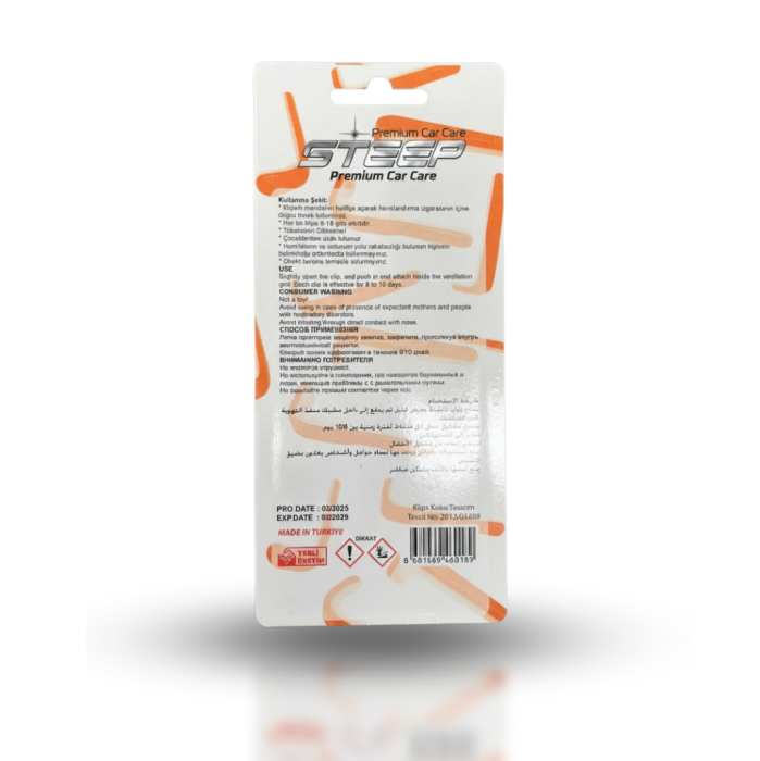 STEEP Ultimate Araç İçi Klima Kokusu Klipsli 4 Adet Papaya Aromalı