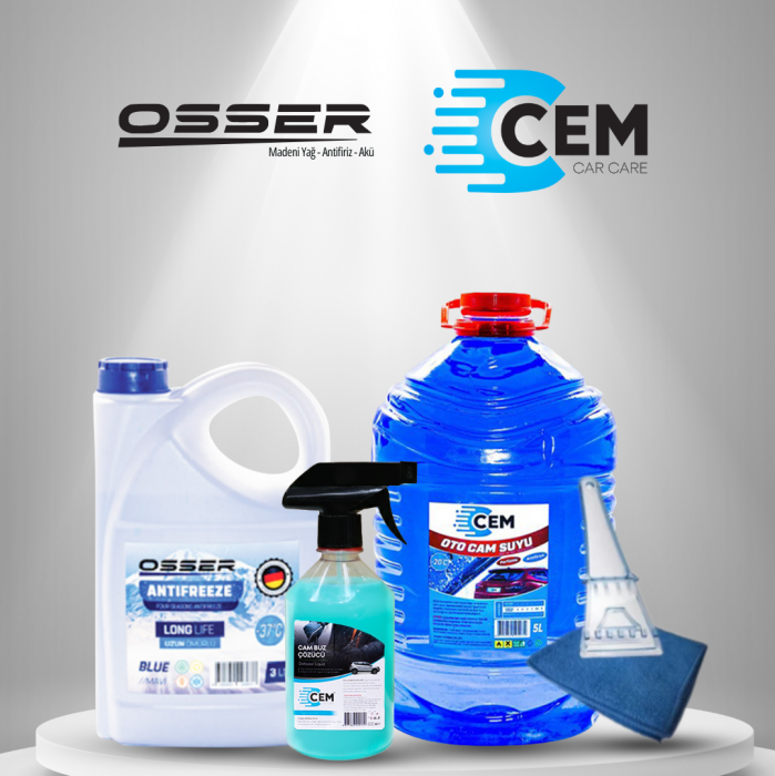 CEM CAR CARE Ultra Kışlık Oto Bakım Seti 5 Parça Mikro Fiber Bez Hediye