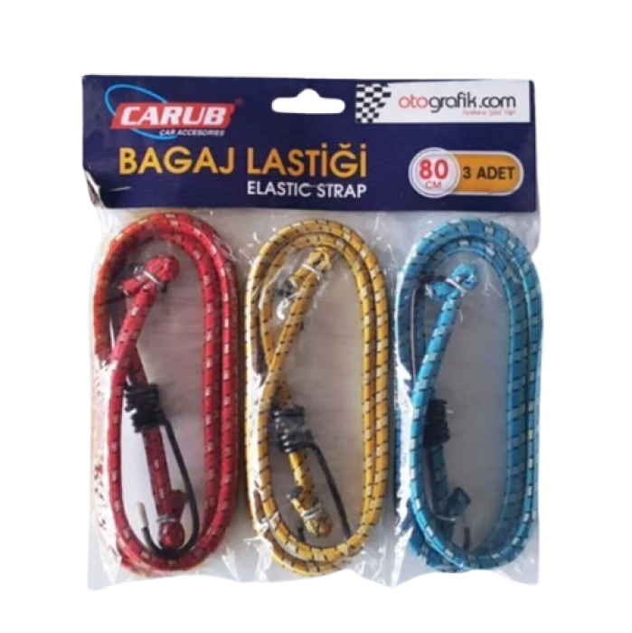 Carub Bagaj Lastiği 3lü Paket 6 Kancalı 90 cm