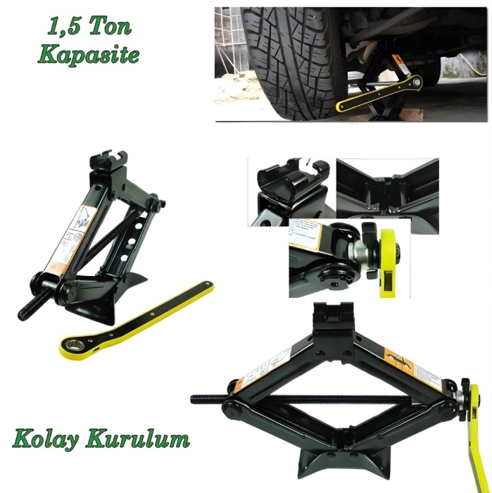 Araba Kaldırma Krikosu Akordiyon Tip Makas Cırcır Kollu 1.5 Ton