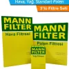MANN FILTER Vw Jetta 1.6 Tdı Dizel Mann Filtre Bakım Seti 2011-2015