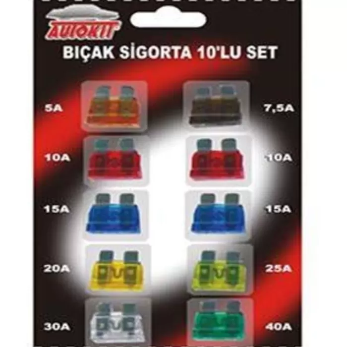 AUTOKIT BIÇAK SİGORTA 10 LU SET JAPON+NORMAL
