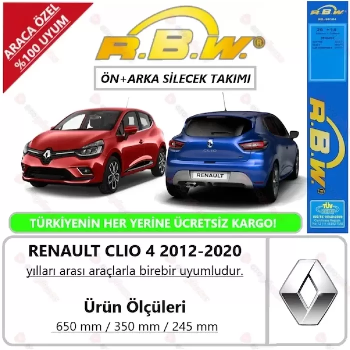 Renault Clio 4 Ön ve Arka Silecek Takımı 2012-2020