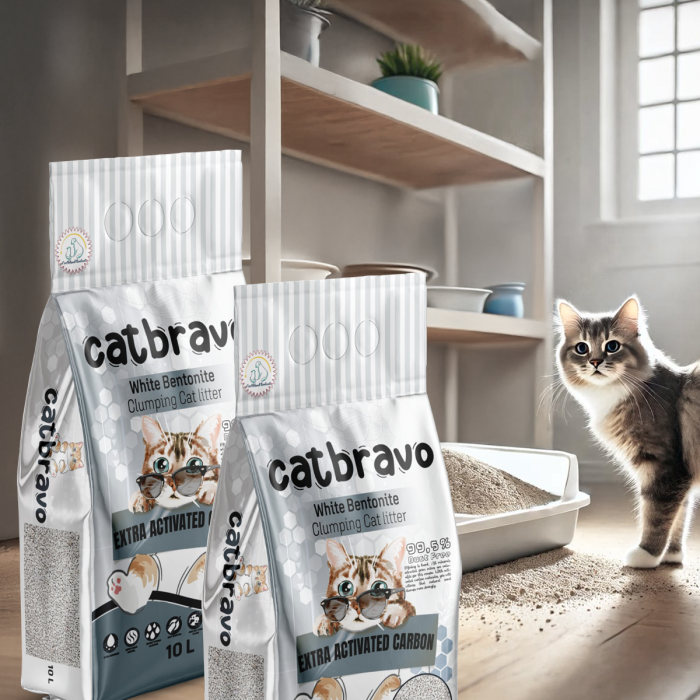 CATBRAVO Aktif Karbonlu Topaklanan Kedi Kumu 10 Lt X 2 Adet