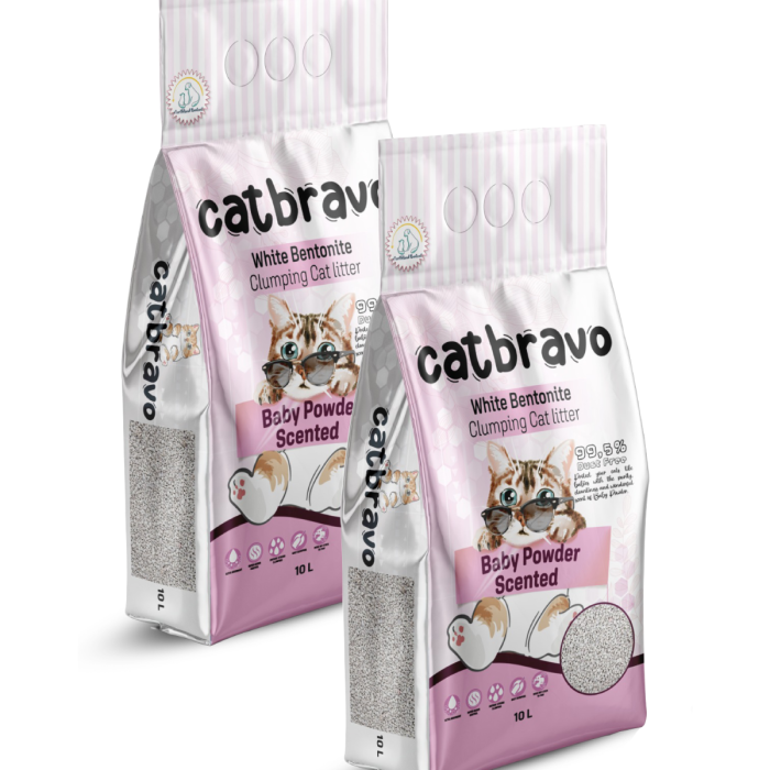 CATBRAVO Aktif Topaklanan Bebek Pudrası Kokulu Kedi Kumu 10 Lt X 2 Adet