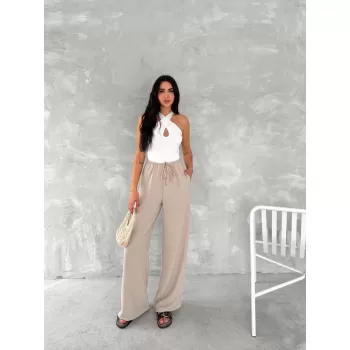 Ayrobin Oversize Kadın Pantalon - Bej