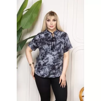Bebe yaka püskül Detaylı Bluz- Desenli