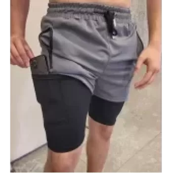 İç Cepli Sporcu Alt Taytlı Şort - Gri