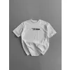 Baskılı Oversize Bisiklet Yaka T-shirt - Beyaz