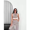 Osy Modal Yumuşak Dokulu Kumaş Tam Fermuarlı Crop Pantalon İkili Takım - Gri