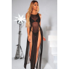 Siyah Yanlardan Yırtmaçlı Uzun Fantezi Sexi Fantezi Gecelik Model 68000S