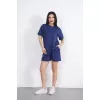 Osy Modal yumuşak dokulu Kumaş Kadın Bisiklet Yaka T-shirt Kısa Şort İkili Takım - Mavi
