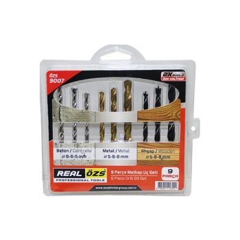 9 PARÇA  MATKAP UCU SETİ BETON - METAL - AHŞAP - 5-6-8MM (5460)