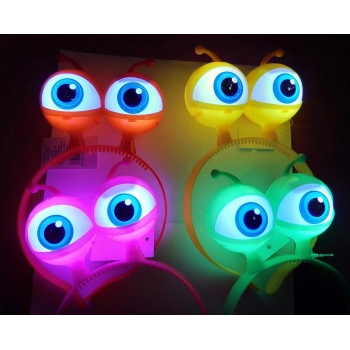 Rengarenk 3 Farklı Fonksiyonda Yanan Led Işıklı Uzaylı Göz Taç 1 Adet 18x12 cm (5460)