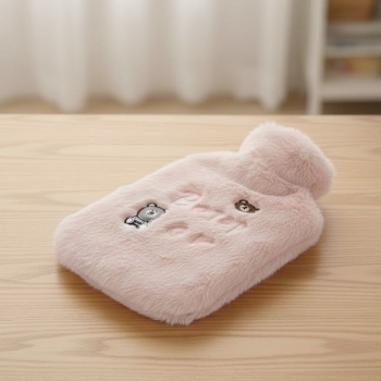 Işıklı Ayıcıklı Figürlü Pembe Peluş Sıcak Su Torbası 1 Lt – Yumuşak Kılıf, Uzun Süre Sıcak Tutan Termal Su Torbası (5460)